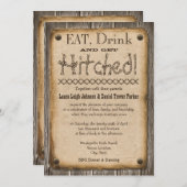 Westerne stijlvol eten, Drink en gehitte bruiloft Kaart (Voorkant / Achterkant)