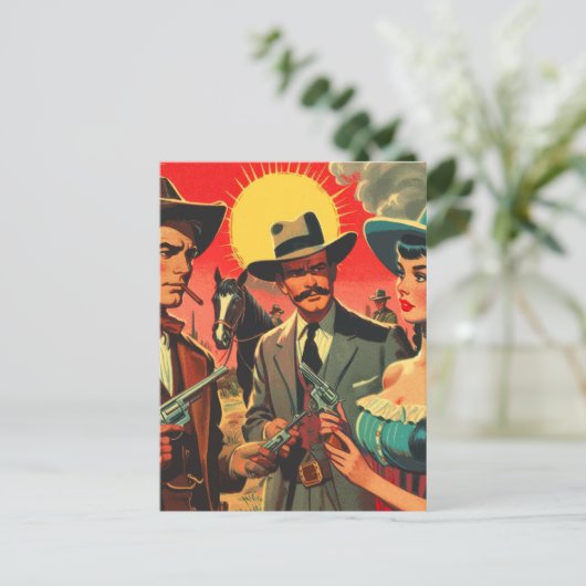  Westerne stripillustratie Briefkaart (Staand voorkant)