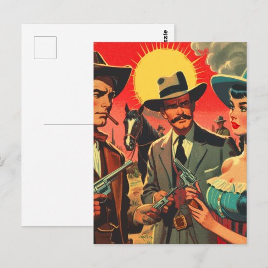  Westerne stripillustratie Briefkaart (Voorkant / Achterkant)