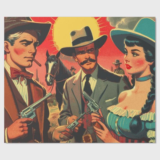  Westerne stripillustratie Cadeaupapier (Vlak)