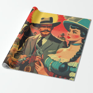 Westerne stripillustratie Cadeaupapier