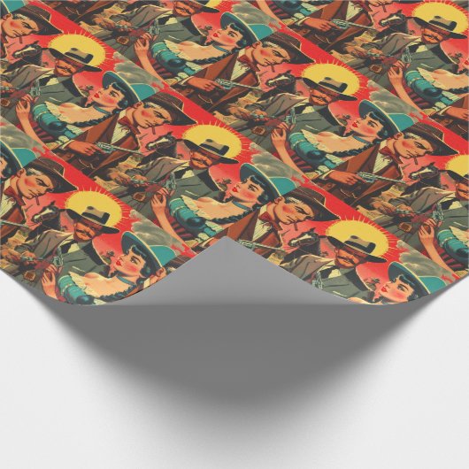 Westerne stripillustratie Cadeaupapier (Hoek)