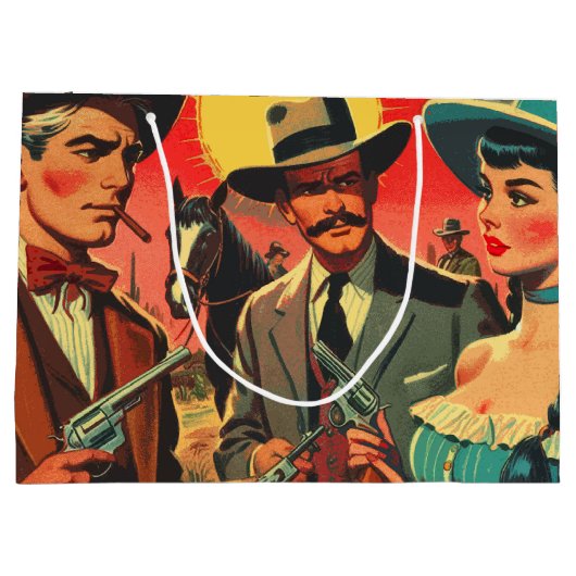 Westerne stripillustratie Groot Cadeauzakje (Achterkant)