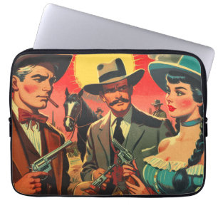 Westerne stripillustratie Laptop Sleeve