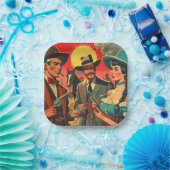  Westerne stripillustratie Papieren Bordje (Feest)