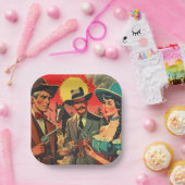  Westerne stripillustratie Papieren Bordje (Feest)