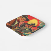  Westerne stripillustratie Papieren Bordje (Gebogen)