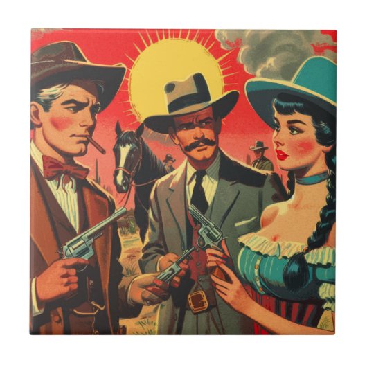  Westerne stripillustratie Tegeltje (Voorkant)