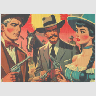  Westerne stripillustratie Tissuepapier