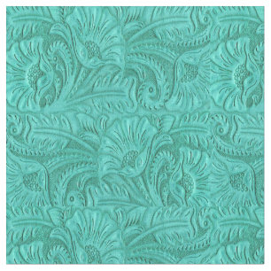 Westerne structuur met turquoise Tooled Leather Pr Stof