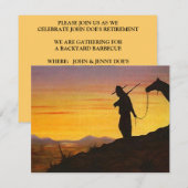 WESTERNE SUNSET SILHOUETTE RETIREMENT PARTIJ INVIT KAART (Voorkant / Achterkant)