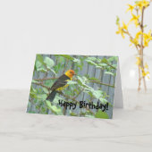 Westerne Tanager Bird Verjaardag Kaart (Gele Bloem)