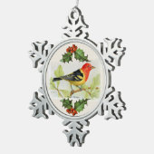 Westerne Tanager Snowflake Pewter Kerstmenorum Tin Sneeuwvlok Ornament (Rechts)