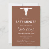Westerne Terracotta Longhorn Baby shower Uitnodigi Kaart (Voorkant)