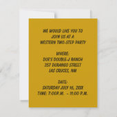 WESTERNE TEXAS TWEE-STAP THEMED ARTIJ INVITATIE KAART (Achterkant)