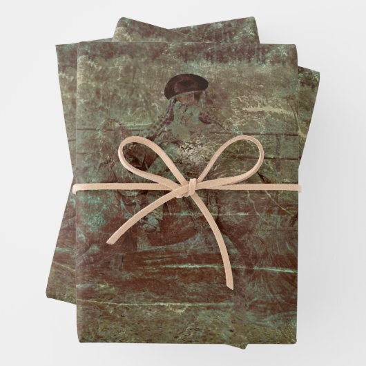 Westerne  textielvezel in Rodeo country paardenren Inpakpapier Vel (In situ)