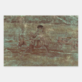 Westerne  textielvezel in Rodeo country paardenren Inpakpapier Vel