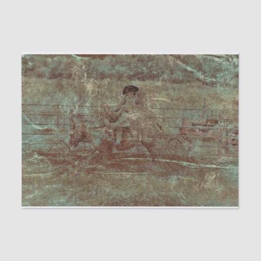 Westerne textielvezel in Rodeo country paardenren Tissuepapier (Voorkant)