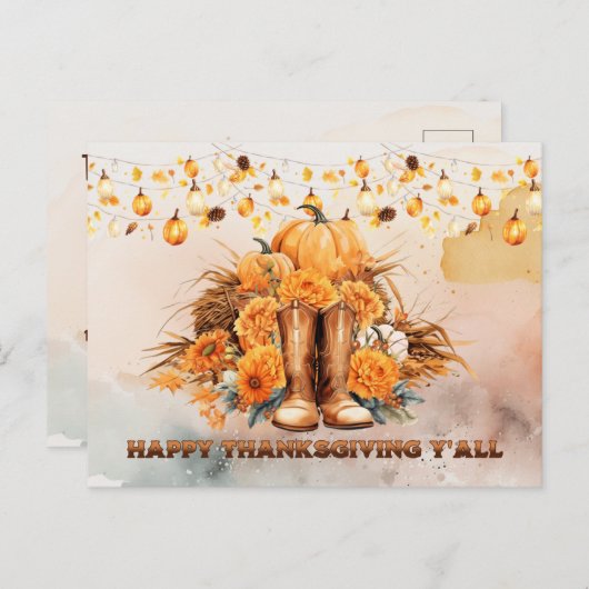Westerne Thanksgiving Briefkaart (Voorkant / Achterkant)