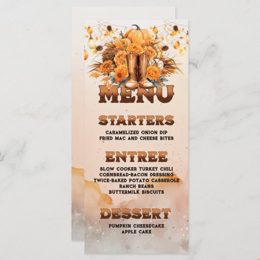 Westerne Thanksgiving Flat Menu (Voorkant / Achterkant)