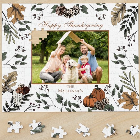 Westerne Thanksgiving Herfst Harvest Familiefoto Legpuzzel