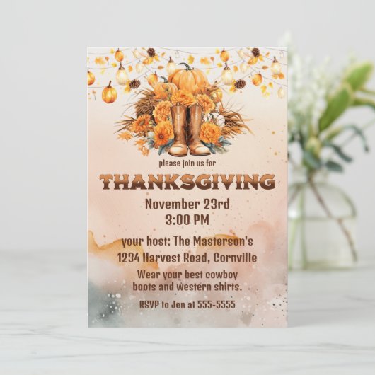 Westerne Thanksgiving Kaart (Staand voorkant)