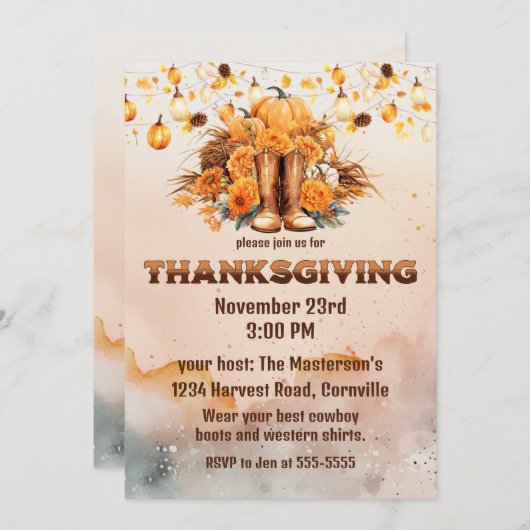 Westerne Thanksgiving Kaart (Voorkant / Achterkant)