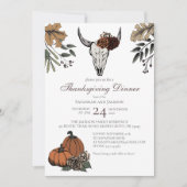 Westerne Thanksgiving Koe Schedel Herfst Oogst Kaart (Voorkant)