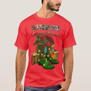 Westerne thee Koe afdrukken Cowboy Boots Pet Merry T-shirt