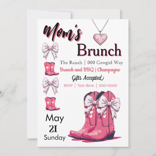 Westerne thema roze bogen en laarzen Moederdag Kaart (Voorkant)