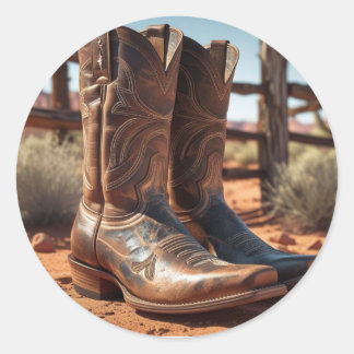 Westerne thema-Stickers | cowboylaarzen Ronde Sticker