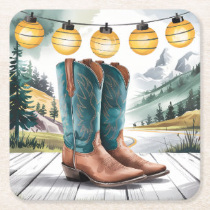 Westerne thema Westerne cowboylaarzen Kartonnen Onderzetters