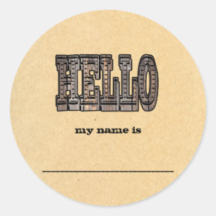 Westerne themanaam tickers ronde sticker