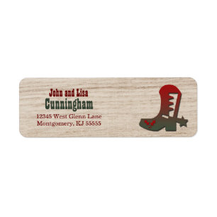 Westerne Thleed Red en Green Holiday Cowboy Boot Etiket