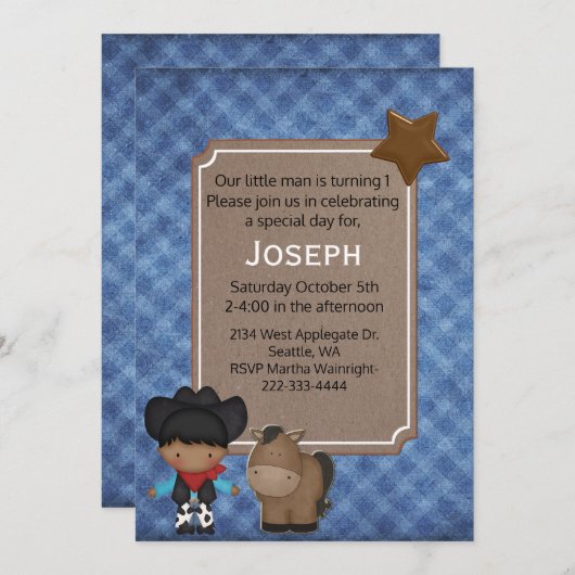 Westerne Thleing Baby First Birthday Kaart (Voorkant / Achterkant)