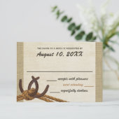 Westerne touw en Hoefijzers respons RSVP Kaartje (Staand voorkant)