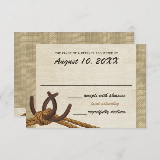 Westerne touw en Hoefijzers respons RSVP Kaartje (Voorkant / Achterkant)