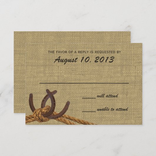 Westerne touw en Hoefijzers respons RSVP Kaartje (Voorkant / Achterkant)