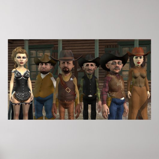 Westerne townfolk - Poster met grote kleuren (Voorkant)