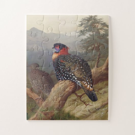 Westerne tragopan, vogelillustraties legpuzzel (Verticaal)