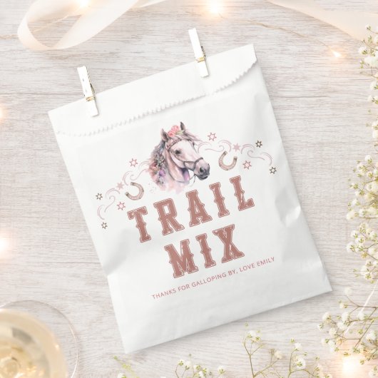 Westerne Trail Mix Favorietas – Roze Cowgirl Theme Bedankzakje (Geknipt)
