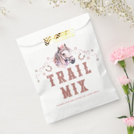 Westerne Trail Mix Favorietas – Roze Cowgirl Theme Bedankzakje (Gezegeld)