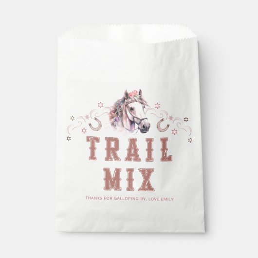 Westerne Trail Mix Favorietas – Roze Cowgirl Theme Bedankzakje (Voorkant)