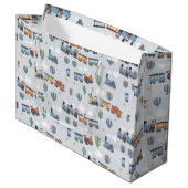 Westerne Trein Avontuur Gift Bag | Schattigee cact Groot Cadeauzakje (Voorkant Gekanteld)