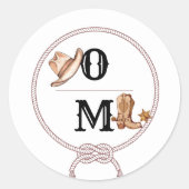 Westerne Trouwlaarzen Pet Monogram Ronde Sticker (Voorkant)