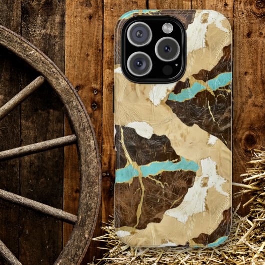 Westerne Turquoise en Leather Style Vrouwen Case-Mate iPhone Case