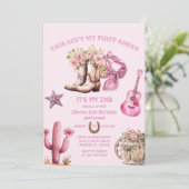 Westerne Tweede Rodeo Bows Roze Cowgirl Verjaardag Kaart (Staand voorkant)