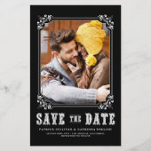 Westerne Typografie Foto Lijst Black Save the Date (Voorkant)