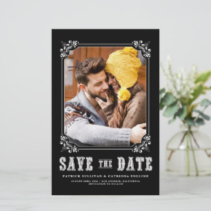 Westerne Typografie Foto Lijst Black Save the Date