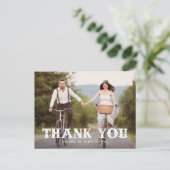 Westerne Typografie Foto Weddenschap Bedankt Briefkaart (Staand voorkant)